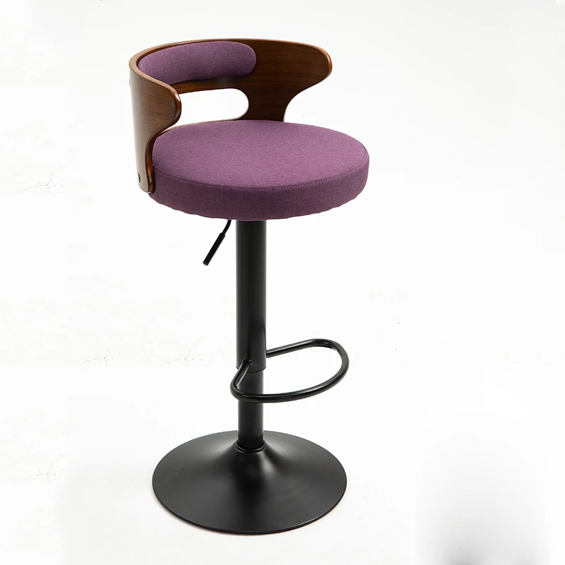 Modern Luxury Durable Wooden Leather Bar Chairs Design Pub Swivel Height Bar stool