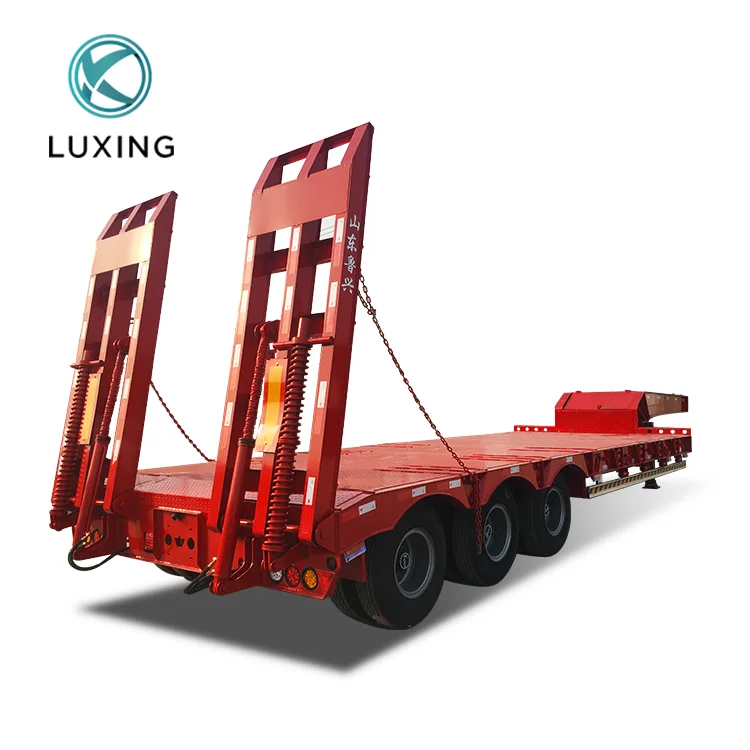 new Cheapest Trailer 3-axle 60 Ton Gooseneck Low Boy Low Bed Trailer 100 Ton Low Boy Semi Trailer For Sale