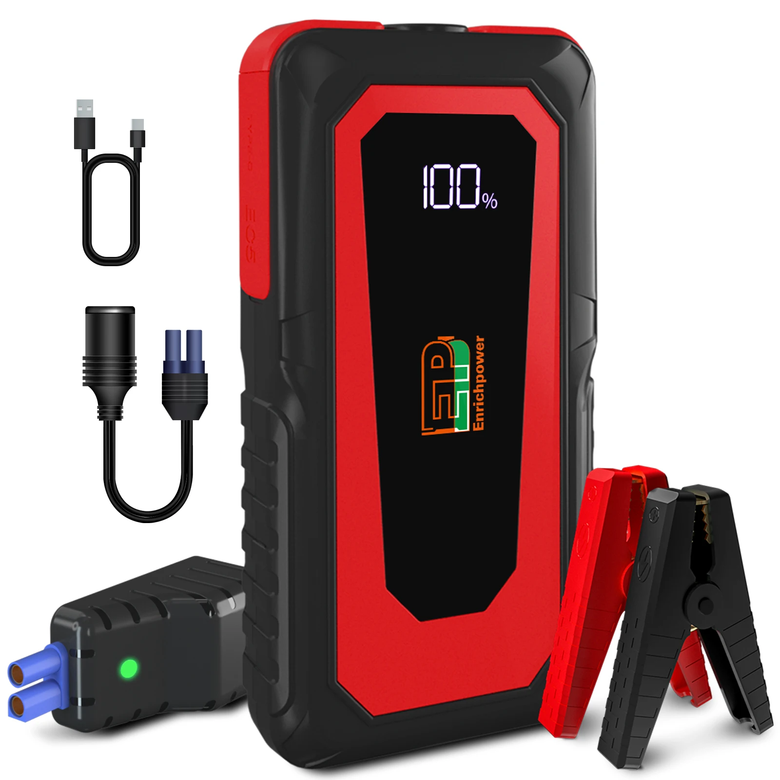 Factory 12V 20000mAh Auto Battery Booster 2000A Peak Portable Car Jump Starter with Dual USB Quick Charge 3.0 LED Light
