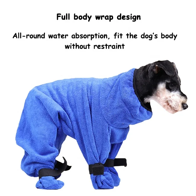 Luxury Full Body Wrap Super Absorbent Pets Bath Robe Towel Microfibre Dog Bathrobe Towel Adjustable Dry Fast Dog Drying Coat