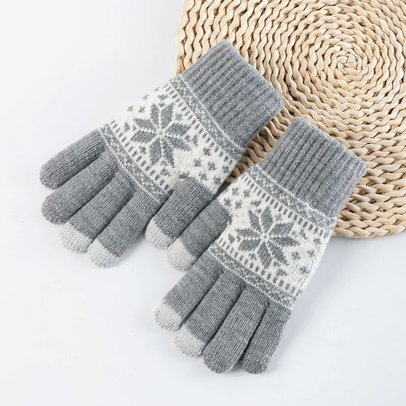 Thickened Korean Version Cold Proof Touch Screen Unisex Warm Acrylic Knitting Winter Gloves