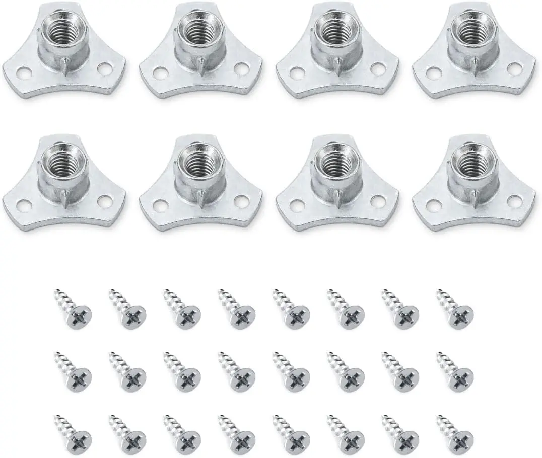Screw-On Tee Nuts for Bolts and Stem Caster Wheels Threaded Inserts for Wood Working