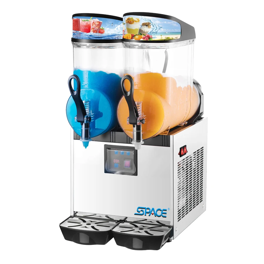 
2 Tanks Commercial Slush Machine Snow Frozen Drink Smoothie Maker 110V 60HZ 