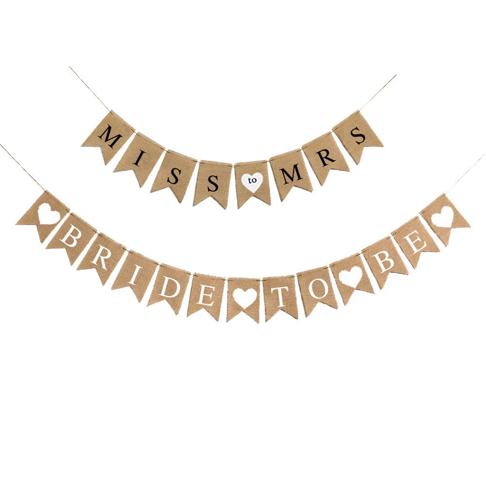 Bride to Be Banner Mr and Mrs Burlap Banner wedding Bridal Shower Decorations Rustic Bunting Garland for Party Decorations