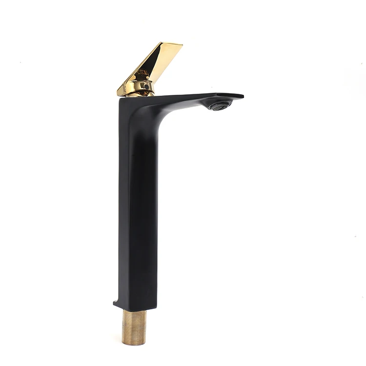 Matte Black Gold Bathroom Faucet High Single Handle Sink Drain Deck Mounted Dresser Faucet