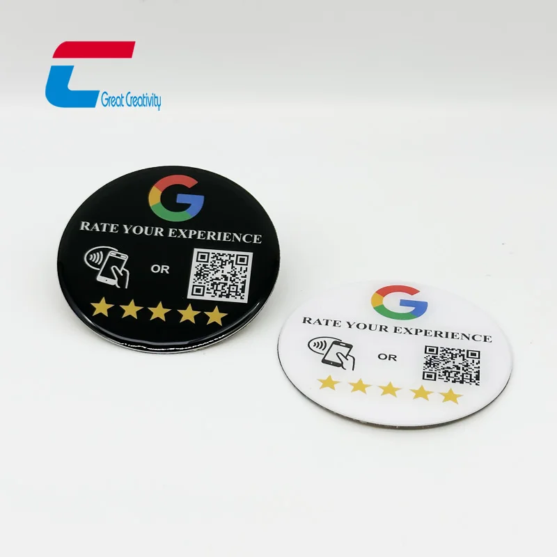 program NTAG 213 custom nfc restaurant google review card Epoxy round google nfc button
