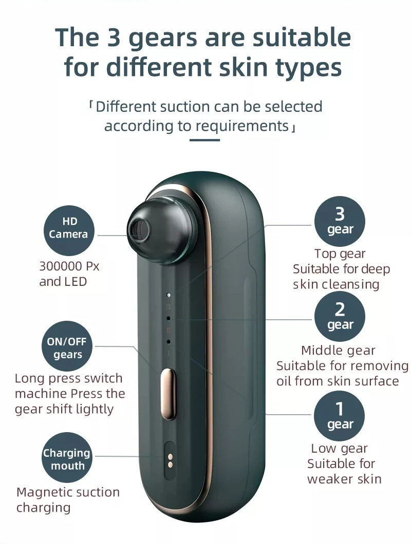 Portable Facial Acne Remover And Blackhead Remover Extractor Tool Vacuum Pore Cleaner With Camera Beauty Device