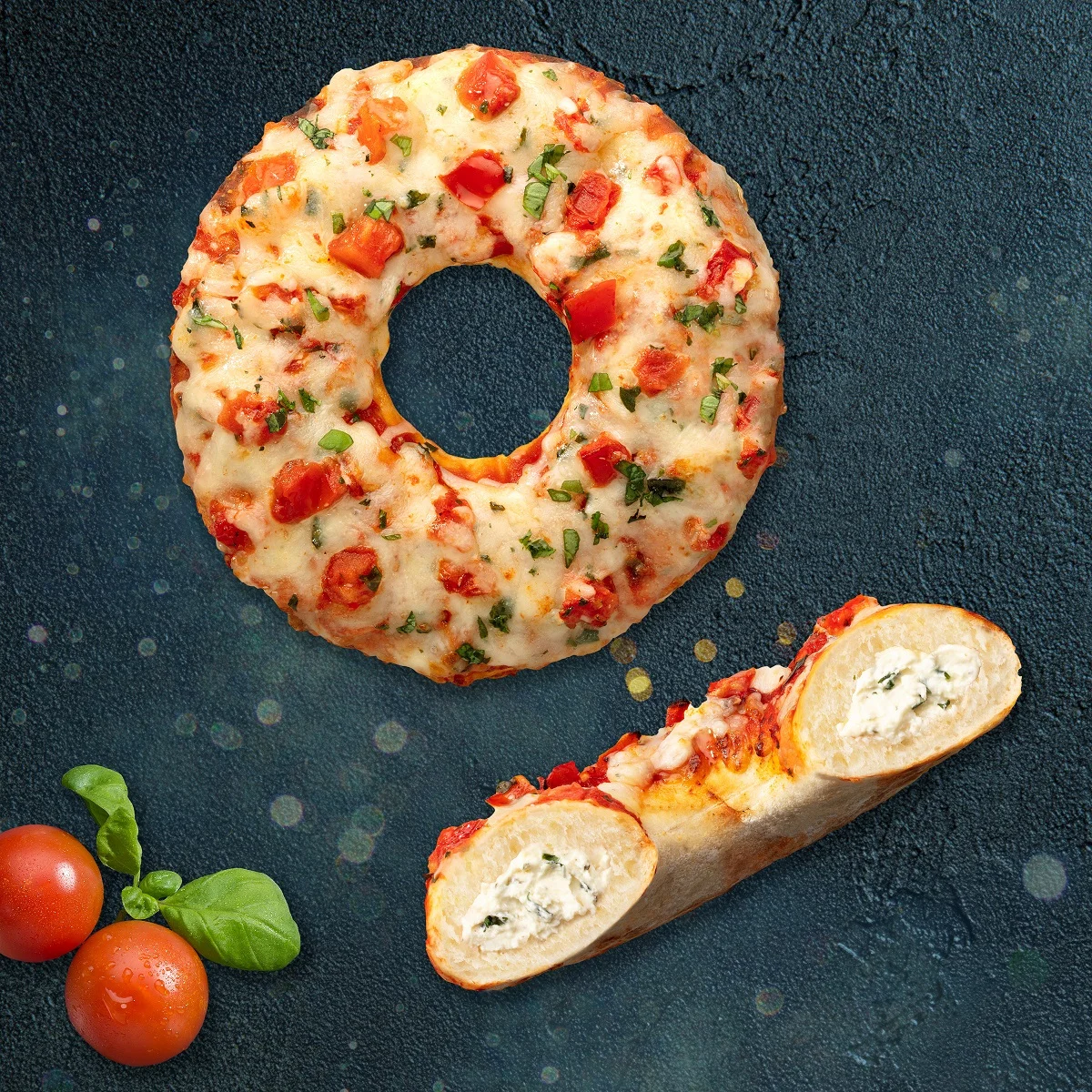 Pesto Cream Cheese And Real Italian Tomato Sauce Filled Mini Pizza-Donut Tomato-Basil 100G