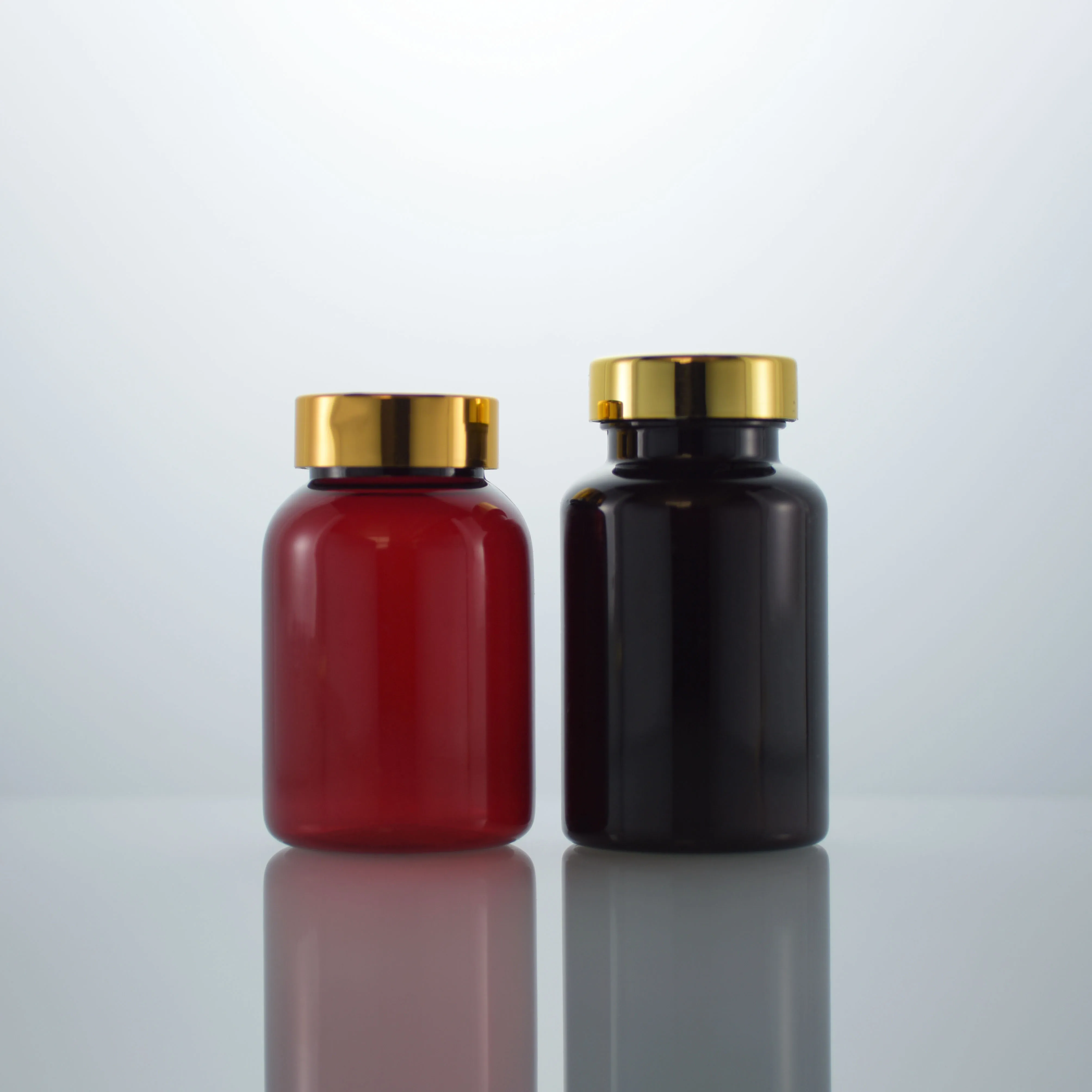 Производитель PET 150cc пластиковая бутылка капсулы бутылки черно-красные продукт для ухода за здоровьем, Бутылка алюминиевая пластиковая винтовая крышка