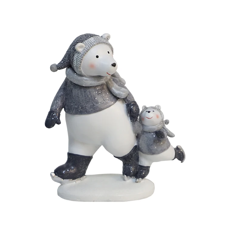 Wholesale Polyresin christmas figurine & toys home decor Resin crafts  polar bear christmas statue ornaments