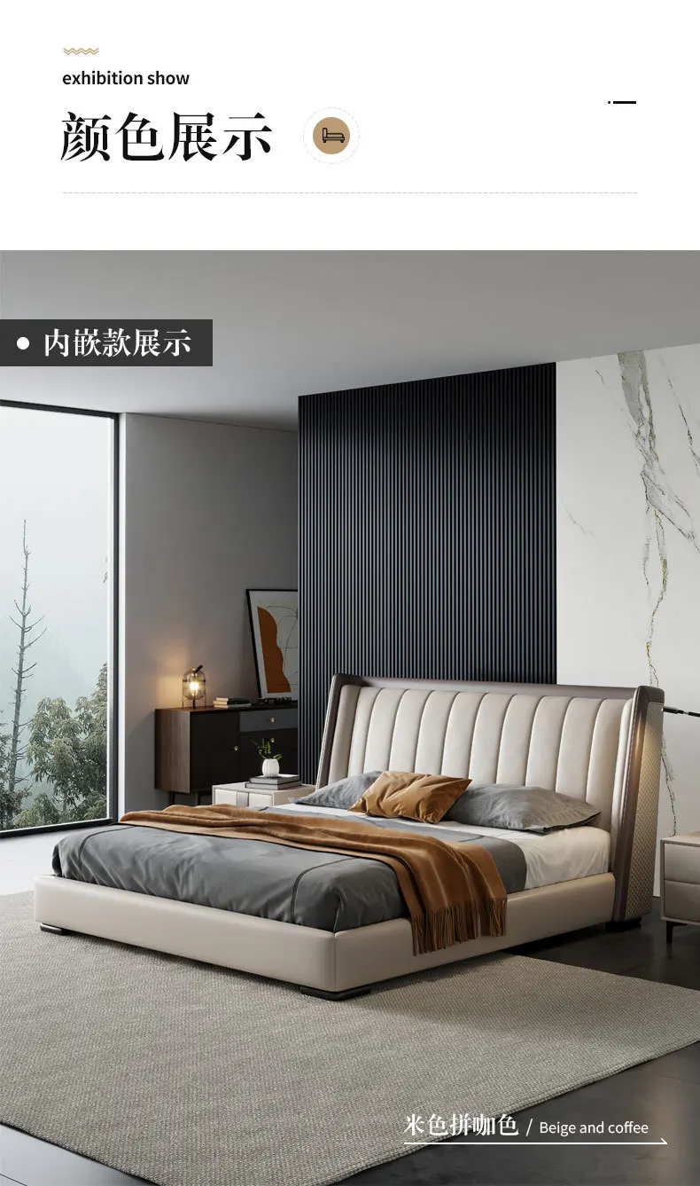 AJJ B04 Hot sales luxury modern italian style  bed new double bed dressing table design furniture  bedroom  sets