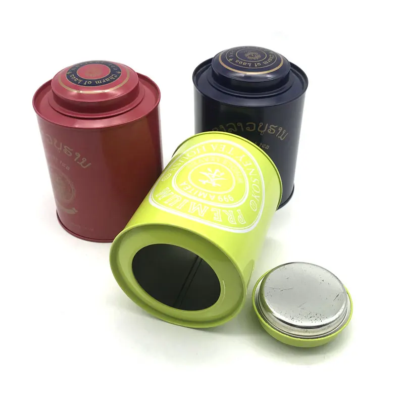 empty metal round coffee tea food grade gift tin can box container for packaging custom manufacturers