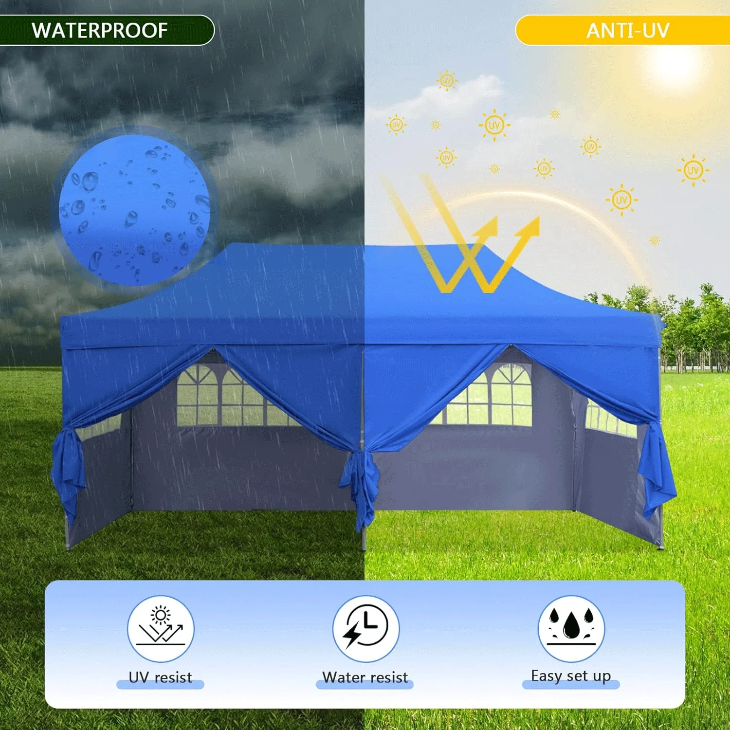 GINLOE Outdoor Events Tents Extendable Wedding party Tent Large Event Portable Tent for 100 People