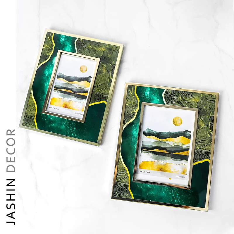 European modern metal photo frame marble picture frame set 6 inch 7 inch decorative picture frame villa