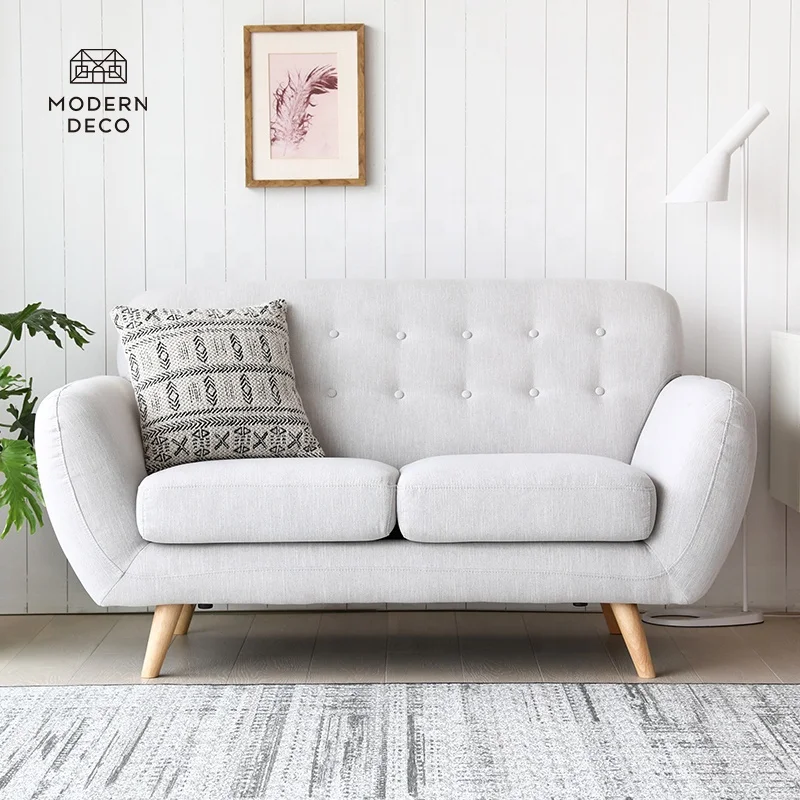 high quality cosy fabric sofa 2 seater beige couch soffa canape 2 person sitter loveseat with leg rest modern bank 2 zits