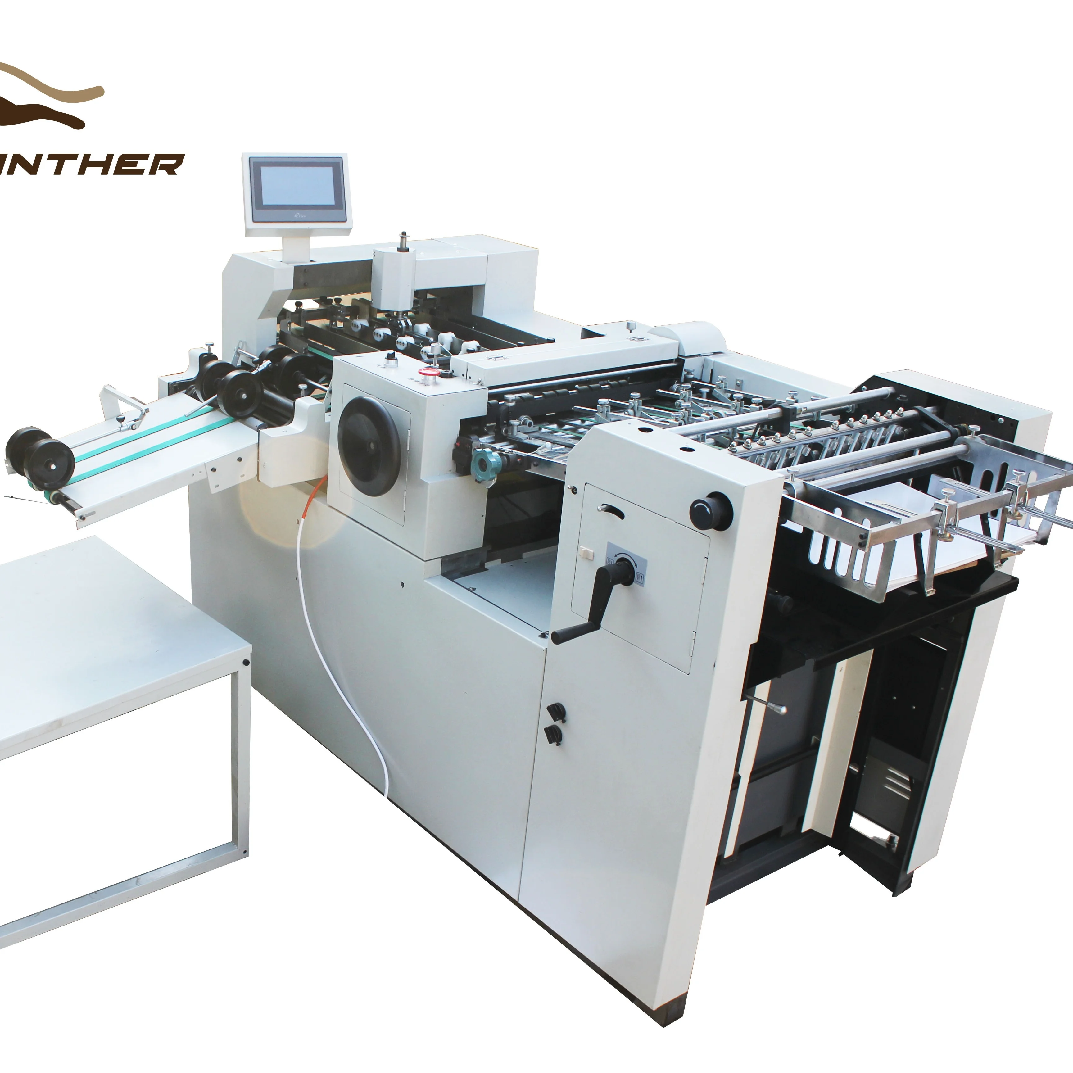Automatic paper folding machine with creasing and perforation, brochure leaflet booklet medical instructions folding machine