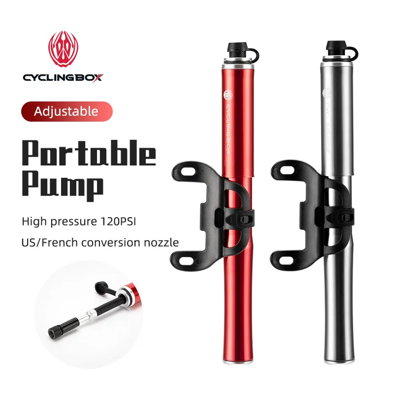 Bicycle pump aluminum alloy pump portable American law mouth inflation tube mountain bike pump cycling equipment (1600396644342)