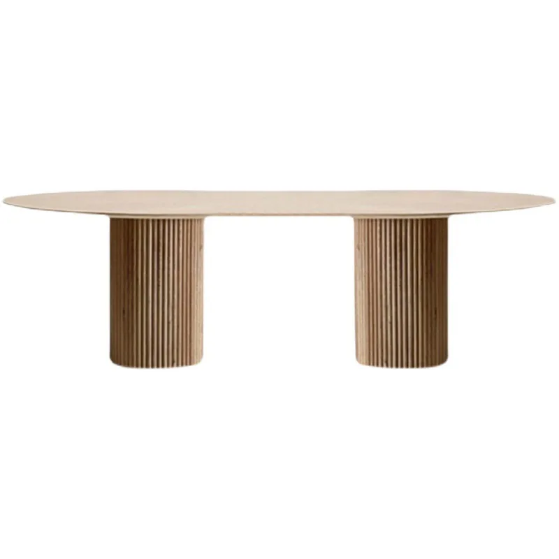 Nordic Solid Wood Oval Shape Dining Table Modern Home Coffee Shop Table Dining Table Set