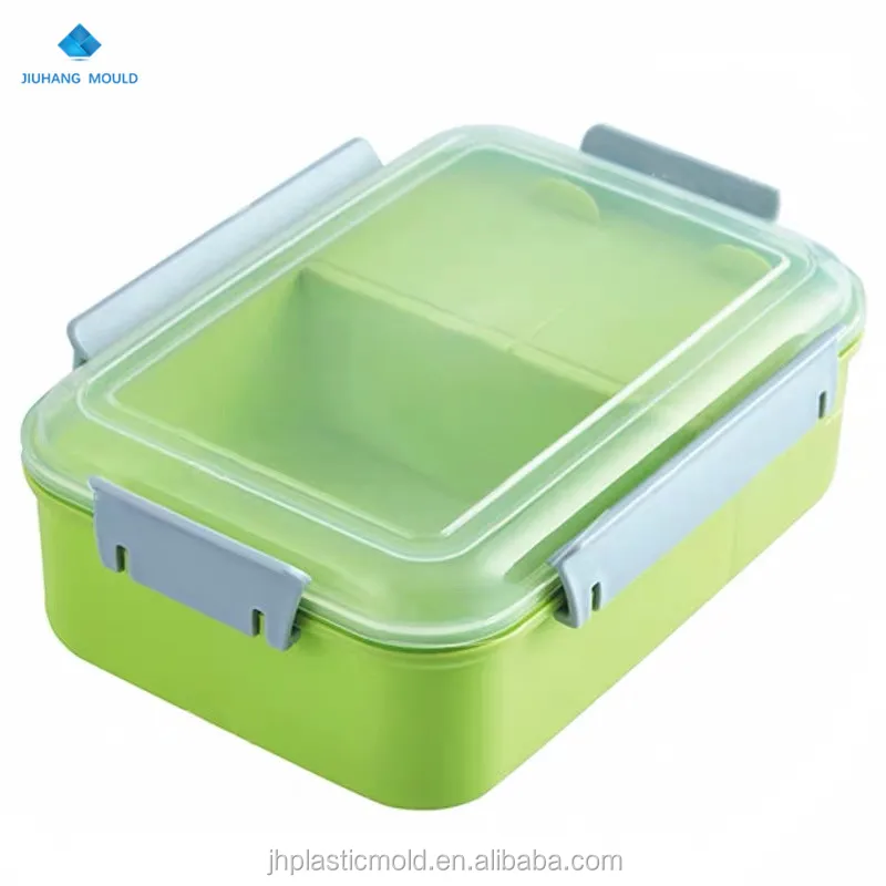 Leak proof Four side locks PP hard plastic lunchbox bento food container with 2 grid