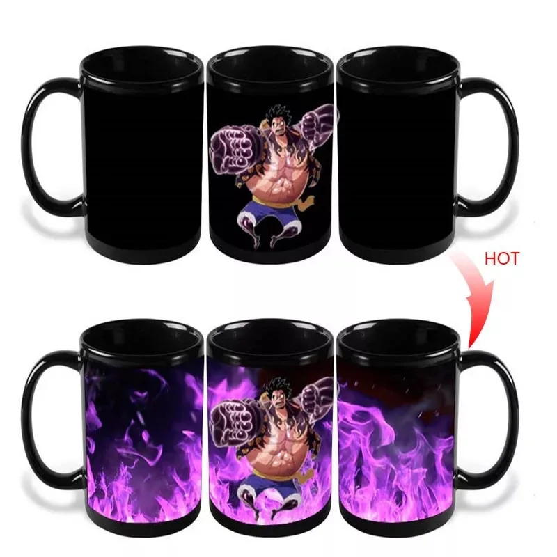 Temperature color change water coffee luffy graphics one pieces anime mug cup