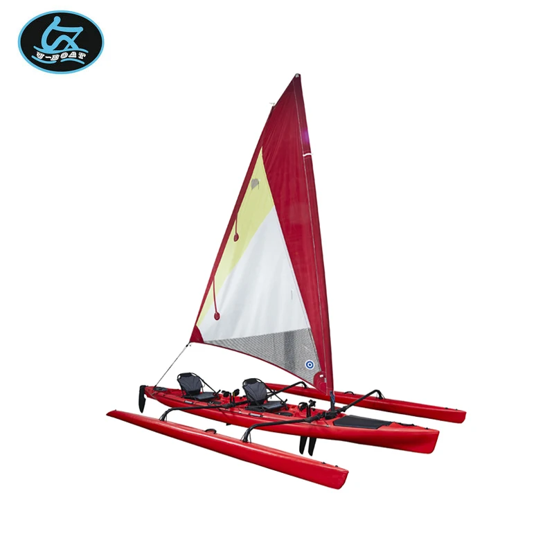 U-boat 2 person trimaran plastic sailbot with foot pedal drive