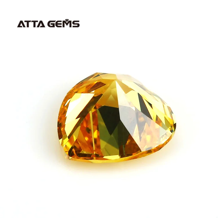 3x3mm~8x8mm Golden Yellow Heart Shape Loose Cubic Zirconia Synthetic Diamond Stones