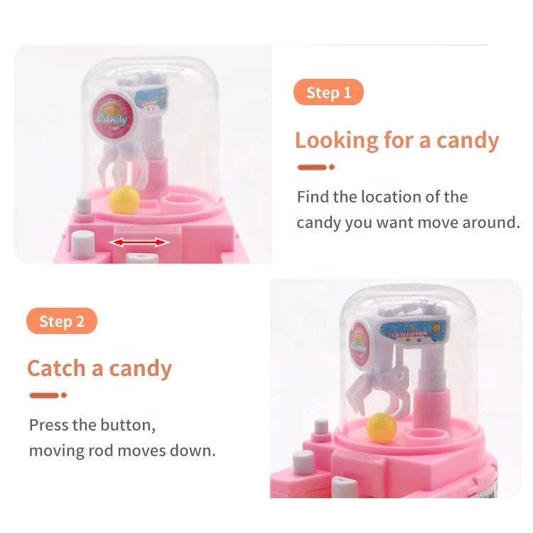 Mini ball machine table game toy funny plastic candy catch ball grabber toys Handheld Mini candy clip small ball machine