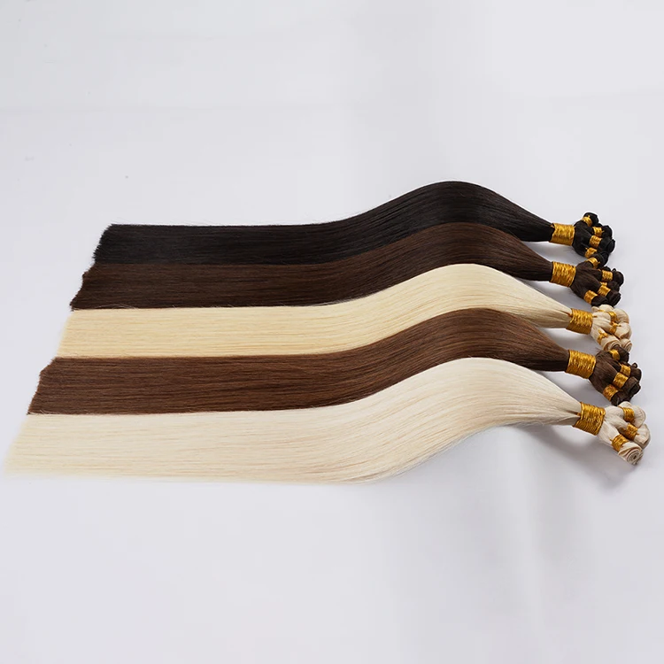18 20 22 inch Can Be Customized Pretty Russian Natural Brown Hand Tied Weft Hair Extensions