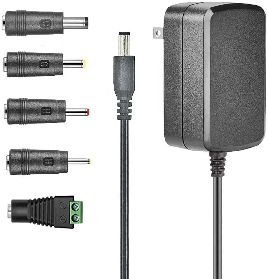 
24V 1.5A AC DC Power Adapter Supply for 24Volt 1A 0.5A Devices with 5.5 x 2.1 mm DC Jack and 5 PCS Replacement Connectors 