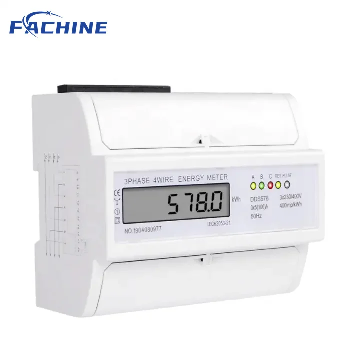 Digital Wattmeter Electricity DIN Rail Mounting Kilowatt hour meter 3 Phase Power amp Electric Meter 4 Wires 5-100A 380V