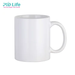 PYD Life 2021 Wholesale High Quality Sublimation 11oz White Coated Custom Mugs Ceramic Sublimation Blank Travel Coffee Mugs