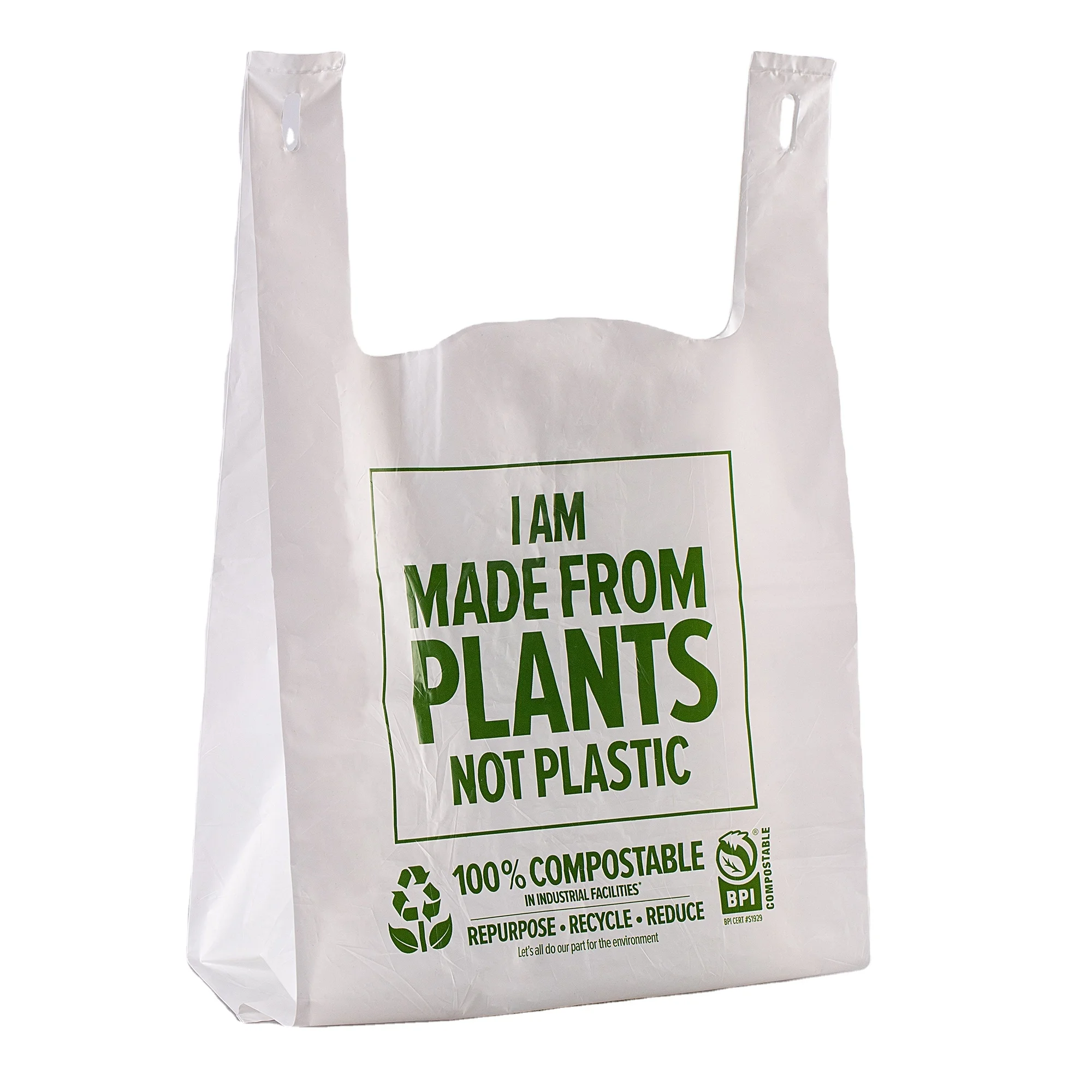 Eco-friendly T-shirt Bags Compostable Shopping Bags Factory Price 100% Biodegradable Carry Bags