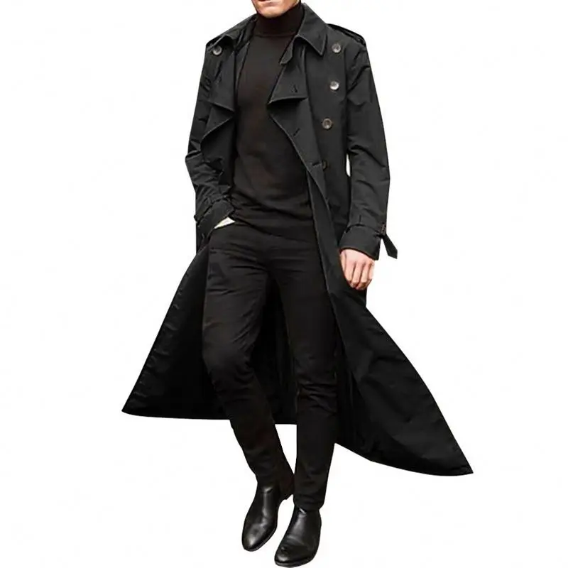 The New Autumn Winter Men Long Trench Coat Fashion Casual Overcoat Trench Outwear Casual Life Long Sleeve Long Clothing Length