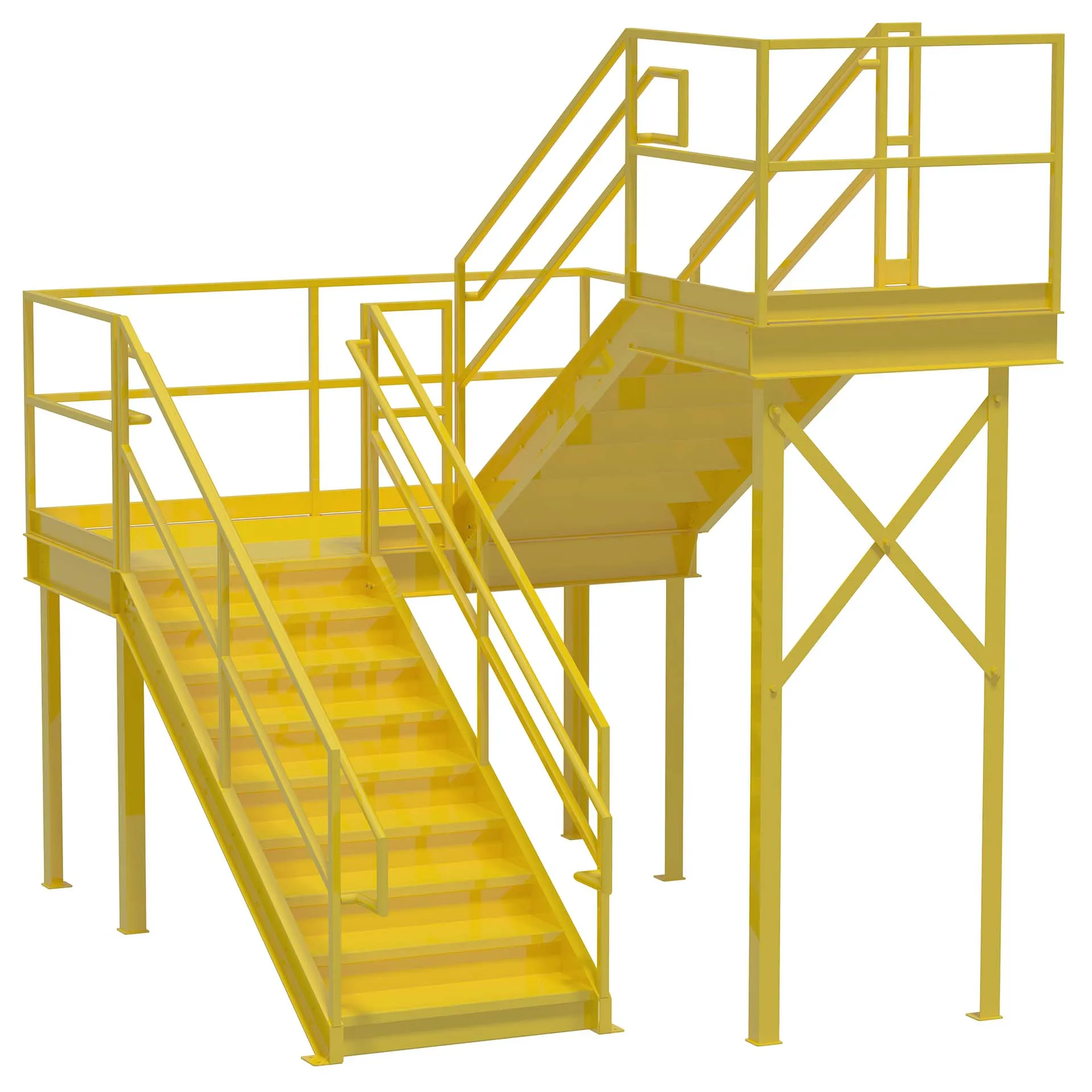 Manufacturer Metal Staircase With Non-Slip Steel Grating Stair Treads Galvanized Steel Staircase For Outdoor