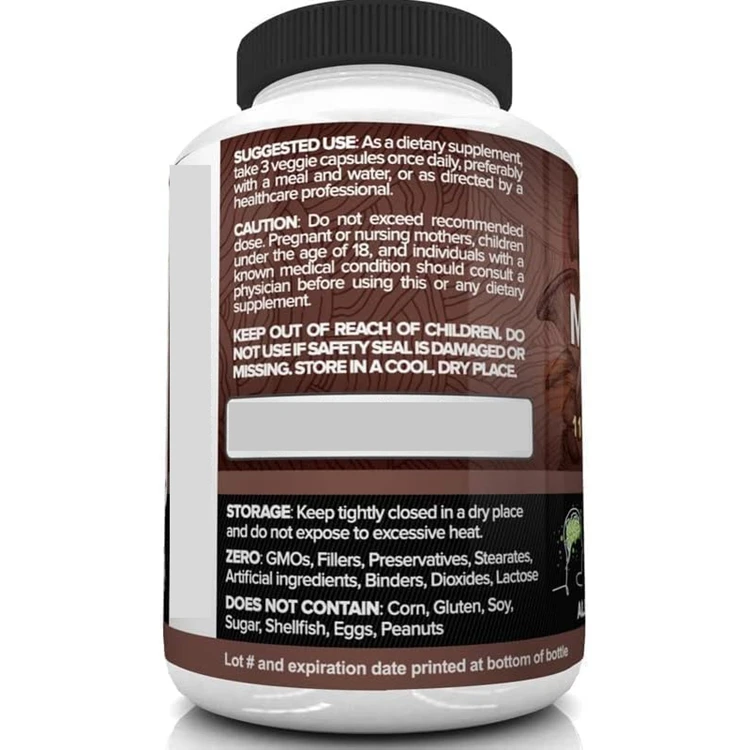 90 Capsules 11 Organic Mushrooms Nootropic Complex Mushroom Supplement