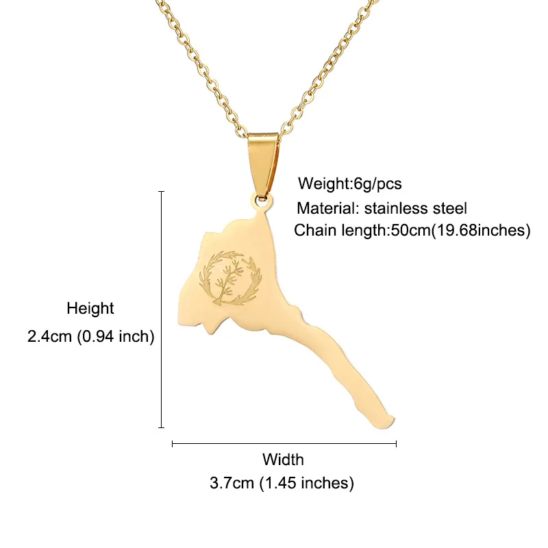 2022 New Style Punk Eritrea Symbol Hip Hop Necklace Silver Gold Pendant Necklace Retro Chain Stainless Steel Necklace for Men
