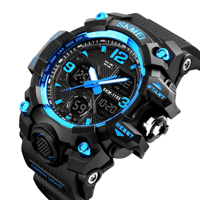 China popular wrist watch supplier Skmei 1155 men analog digital wristwatch sport watch men relojes hombre