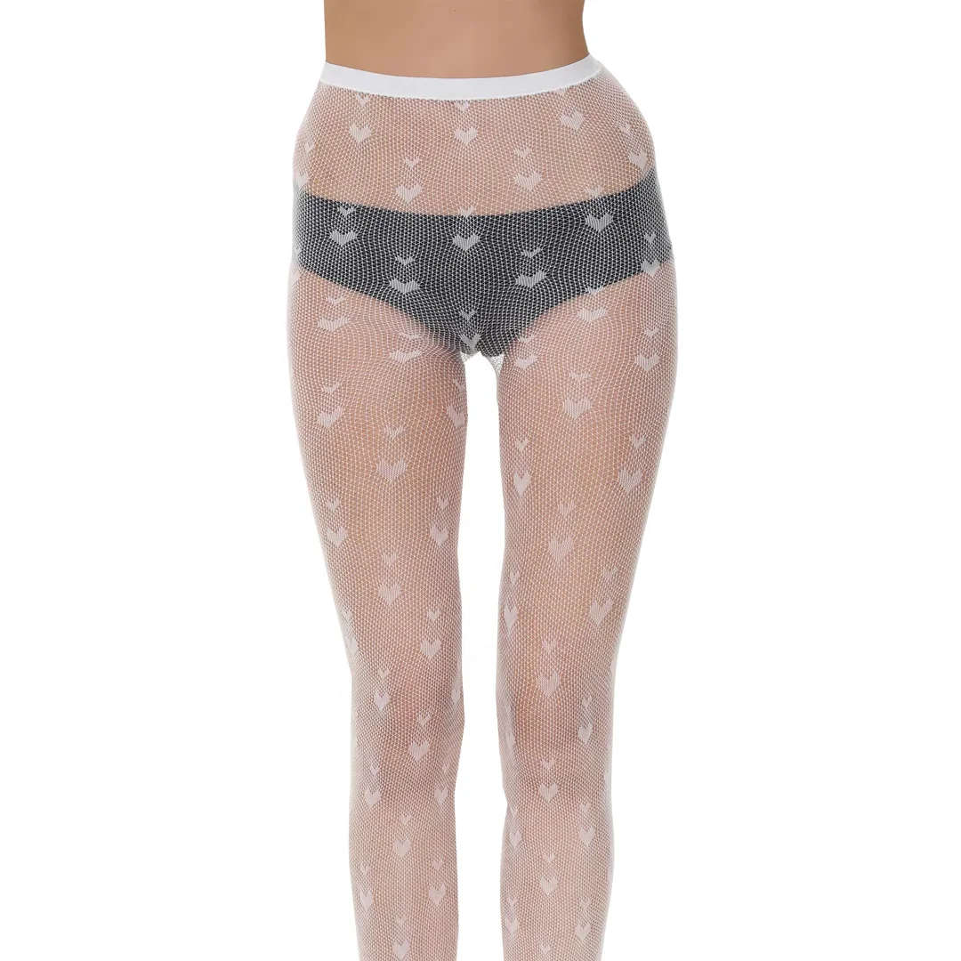 Wholesale Customized White High Waist Fishnet Stockings Thigh High Pantyhose Tights Stockings