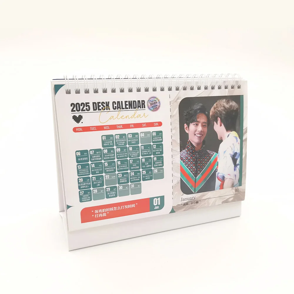2025 оптовая продажа большие двухкаточные настольные календари в твердом переплете новый дизайн настольный орнамент