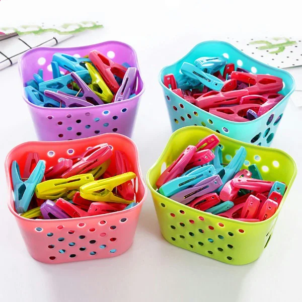 30pcs Plastic Clothes Pegs Laundry Clothespin Clothes Pins Storage Organizer Quilt Towel Clips Spring With Basket Cabides Hanger