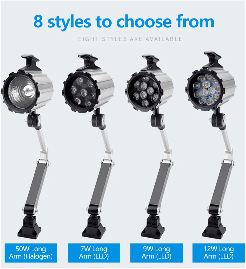 9W LED Short Arm Work Light 24V Waterproof CNC Lighting 220V Milling Machine Drilling Machine Mechanical Light