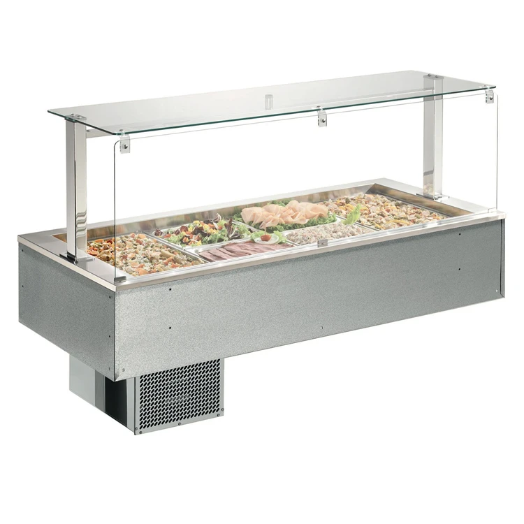 Новое статическое охлаждение в охлажденной холодной пищевой скважине со стеклянным навесом