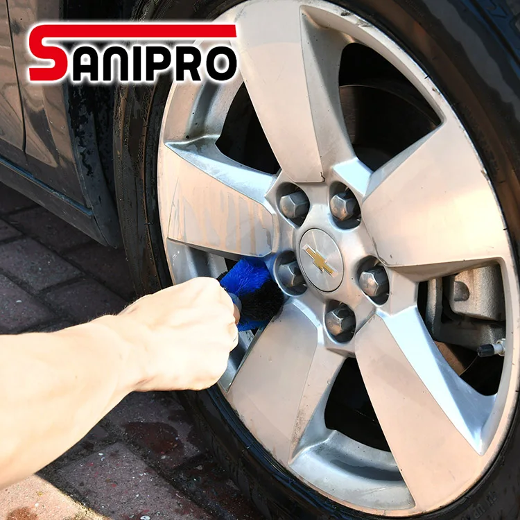 Sanipro OEM Small Custom Portable Car Wheel Tyre Cleaning Wash Tools Car Brushes Car Wheel Cleaning Brush