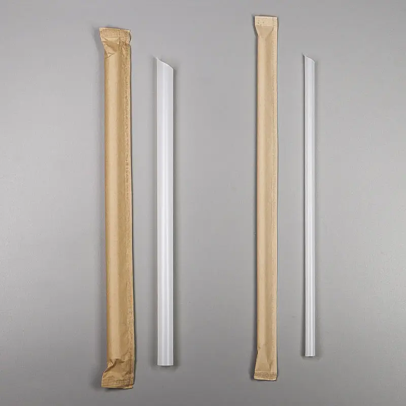 PLA Eco Friendly Compostable Wholesale Individually Wrapped Disposable Boba Drinking Straw Heat-resistant Biodegradable Straws