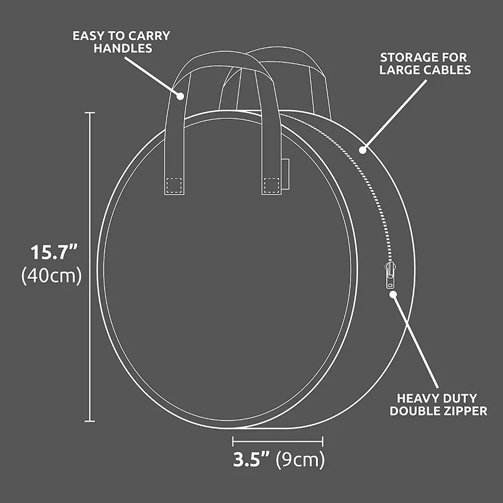 Custom Polyester Electric Vehicles EV Charging Cables Bags Heavy duty Jumper Cable Storage Bags Tote Round Cable Organizer Bags