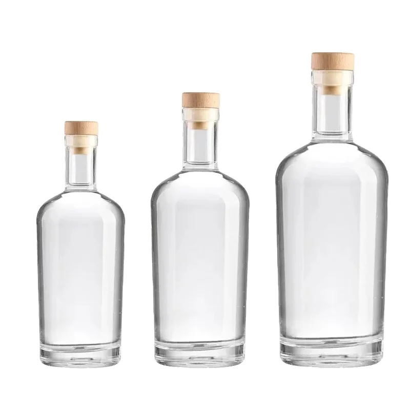Custom clear round shape 375ml 500ml 750ml flint glass wine vodka  bottle  suppliers botella de vidrio