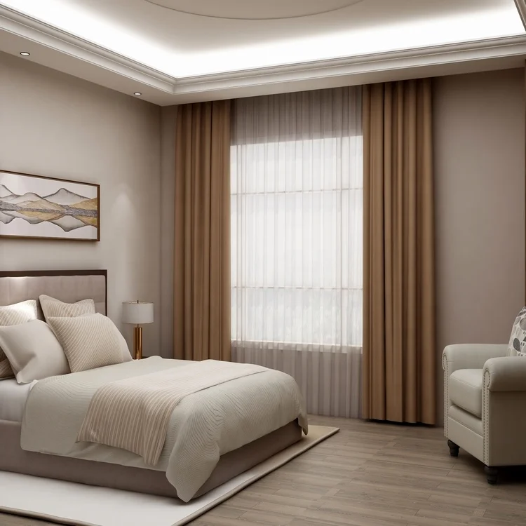 Chocolate high shading livingroom turkish curtains blackout curtain fabric for french window