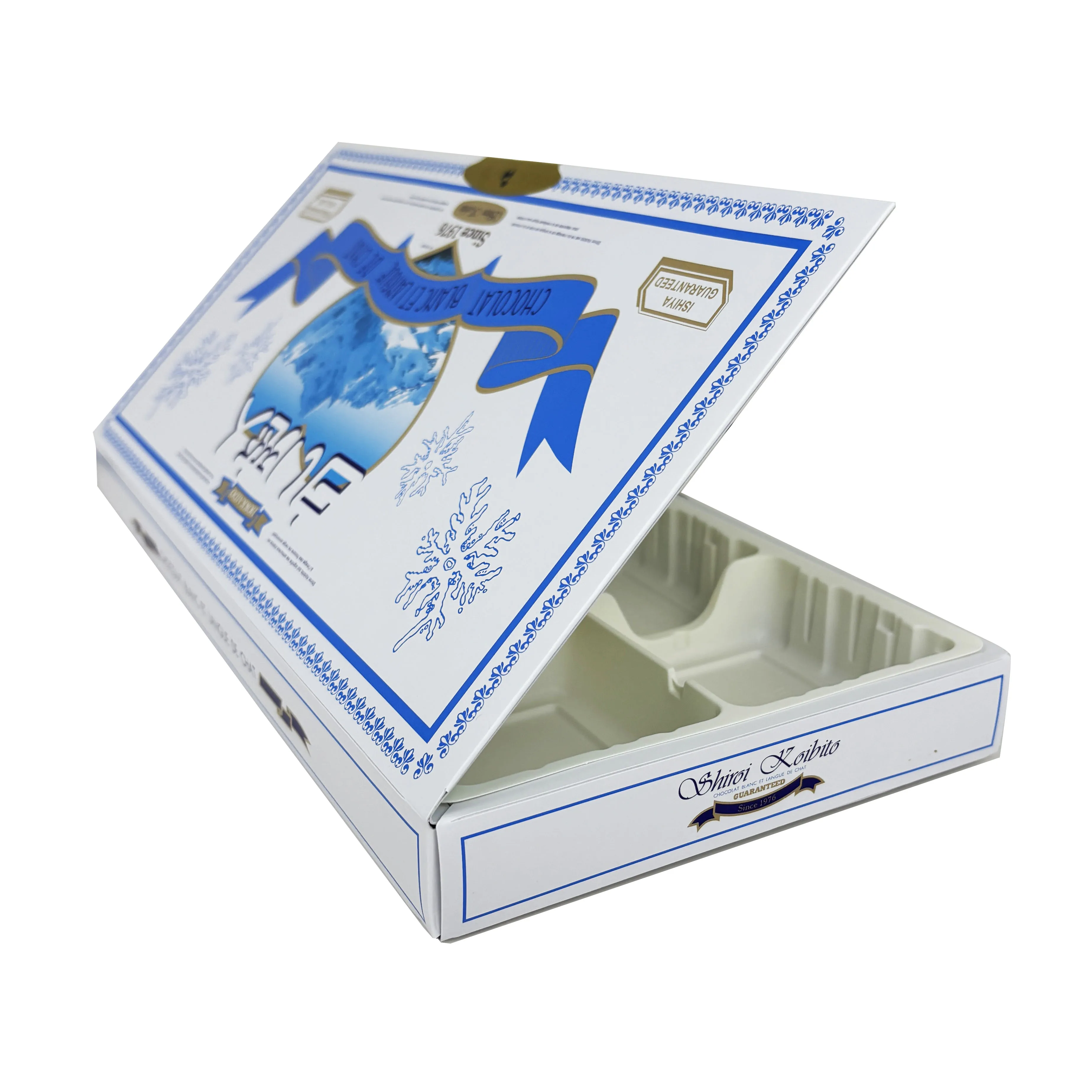 Custom Design Printing  Shallow Platter Cookies Biscuits Package Box with Compartment Tray for Nuts Snack Dry Fruit