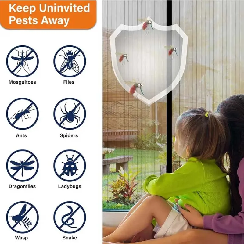 2024 New Magnetic Screen Door Curtain Anti-Mosquito Net Fly Insect Screen Mesh Automatic Closing 5 Size Easy Installation 1PC