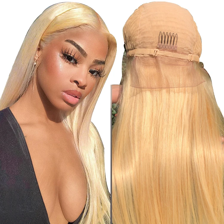 613 blonde hair Full Lace Wig OEM Vendors Water Wave Virgin Cuticle Aligned Full Swiss Lace 100% Human Hair Wig